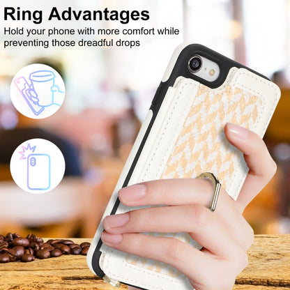 For iPhone 7 / 8 / SE 2020 2022 Double Bckle Card Slot Full Coverage Phone Case with Cross-body Strap(White) - iPhone SE 2022 / 2020 / 8 / 7 Cases by buy2fix | Online Shopping UK | buy2fix