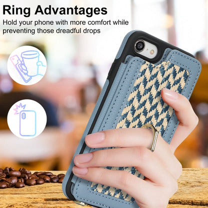 For iPhone 7 / 8 / SE 2020 2022 Double Bckle Card Slot Full Coverage Phone Case with Cross-body Strap(Blue) - iPhone SE 2022 / 2020 / 8 / 7 Cases by buy2fix | Online Shopping UK | buy2fix