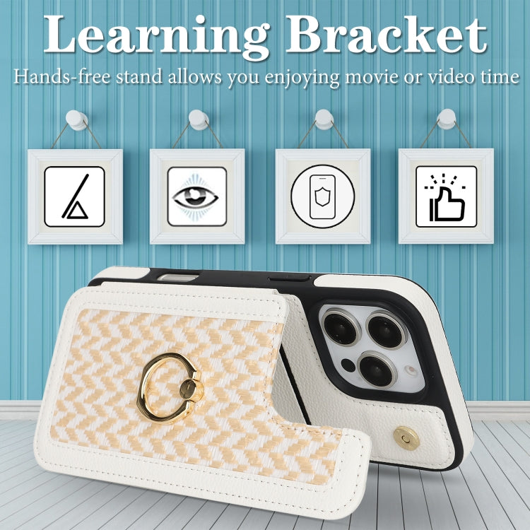 For iPhone 16 Pro Max Double Bckle Card Slot Full Coverage Phone Case with Cross-body Strap(White) - iPhone 16 Pro Max Cases by buy2fix | Online Shopping UK | buy2fix