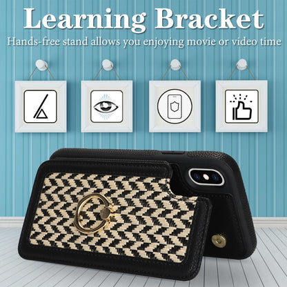 For iPhone X / XS Double Bckle Card Slot Full Coverage Phone Case with Cross-body Strap(Black) - More iPhone Cases by buy2fix | Online Shopping UK | buy2fix