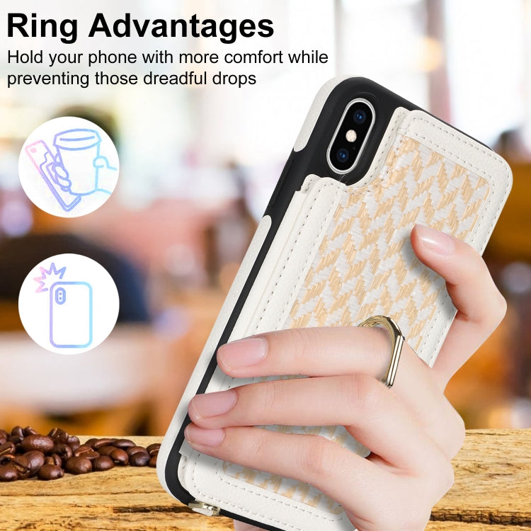 For iPhone X / XS Double Bckle Card Slot Full Coverage Phone Case with Cross-body Strap(White) - More iPhone Cases by buy2fix | Online Shopping UK | buy2fix