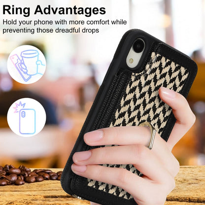 For iPhone XR Double Bckle Card Slot Full Coverage Phone Case with Cross-body Strap(Black) - More iPhone Cases by buy2fix | Online Shopping UK | buy2fix