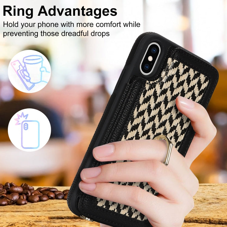 For iPhone XS Max Double Bckle Card Slot Full Coverage Phone Case with Cross-body Strap(Black) - More iPhone Cases by buy2fix | Online Shopping UK | buy2fix