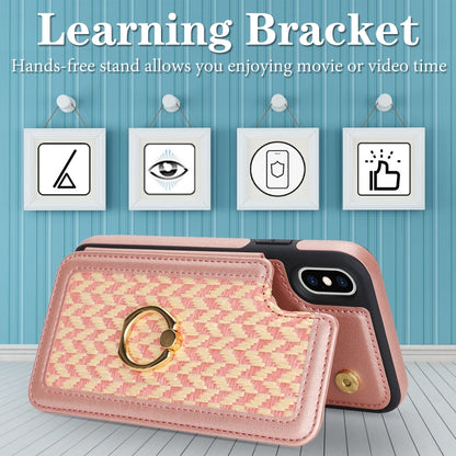 For iPhone XS Max Double Bckle Card Slot Full Coverage Phone Case with Cross-body Strap(Rose Gold) - More iPhone Cases by buy2fix | Online Shopping UK | buy2fix