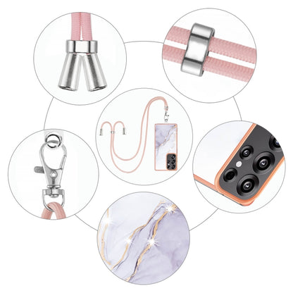 For Samsung Galaxy S25 Ultra 5G Electroplating Marble Dual-side IMD Phone Case with Lanyard(White 006) by buy2fix