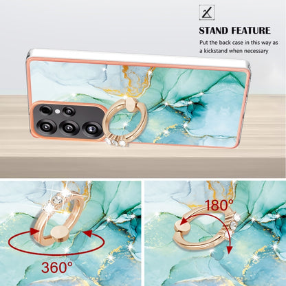 For Samsung Galaxy S25 Ultra 5G Electroplating Marble IMD TPU Phone Case with Ring Holder(Green 003) by buy2fix