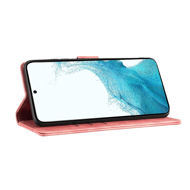 For Samsung Galaxy S25 5G Pen Heart Cat Embossed Leather Phone Case(Orange) by buy2fix