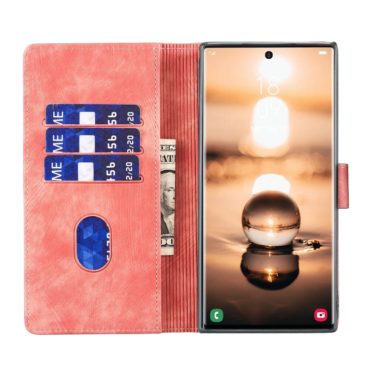 For Samsung Galaxy S25 Ultra 5G Pen Heart Cat Embossed Leather Phone Case(Orange) by buy2fix