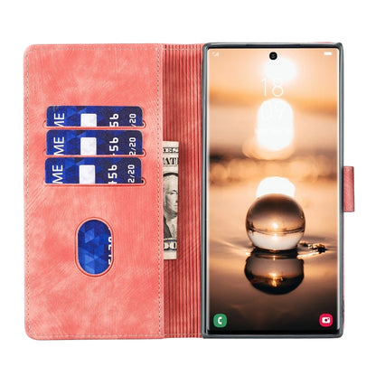 For Samsung Galaxy S25 Ultra 5G Pen Heart Cat Embossed Leather Phone Case(Orange) by buy2fix