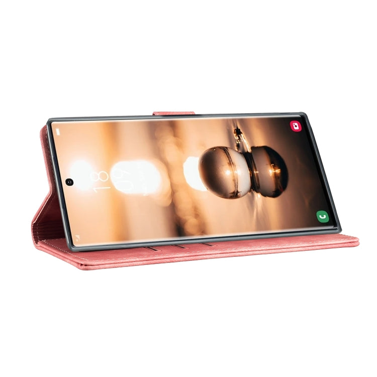 For Samsung Galaxy S25 Ultra 5G Pen Heart Cat Embossed Leather Phone Case(Orange) by buy2fix