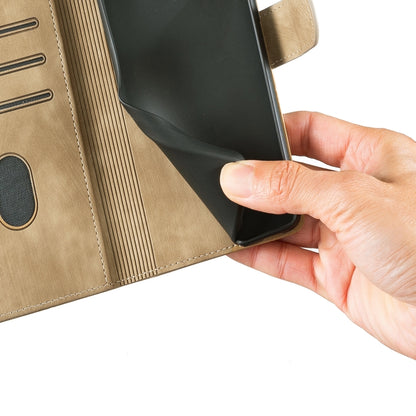 For Samsung Galaxy S25 Ultra 5G Pen Heart Cat Embossed Leather Phone Case(Apricot) by buy2fix