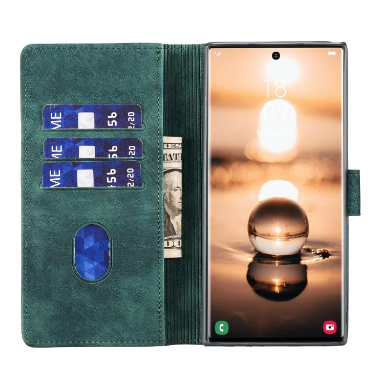 For Samsung Galaxy S25 Ultra 5G Pen Heart Cat Embossed Leather Phone Case(Green) by buy2fix