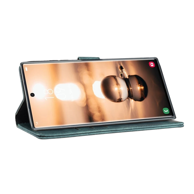 For Samsung Galaxy S25 Ultra 5G Pen Heart Cat Embossed Leather Phone Case(Green) by buy2fix