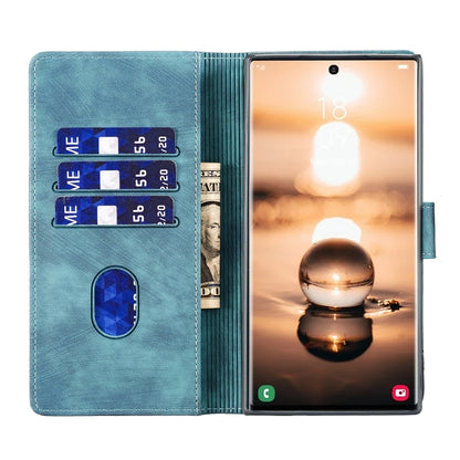 For Samsung Galaxy S25 Ultra 5G Pen Heart Cat Embossed Leather Phone Case(Blue) by buy2fix