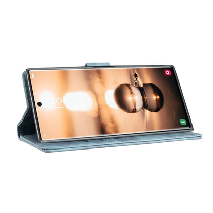 For Samsung Galaxy S25 Ultra 5G Pen Heart Cat Embossed Leather Phone Case(Blue) by buy2fix