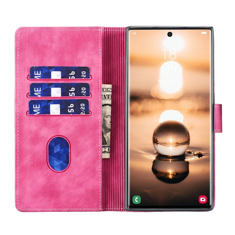 For Samsung Galaxy S25 Ultra 5G Pen Heart Cat Embossed Leather Phone Case(Pink) by buy2fix