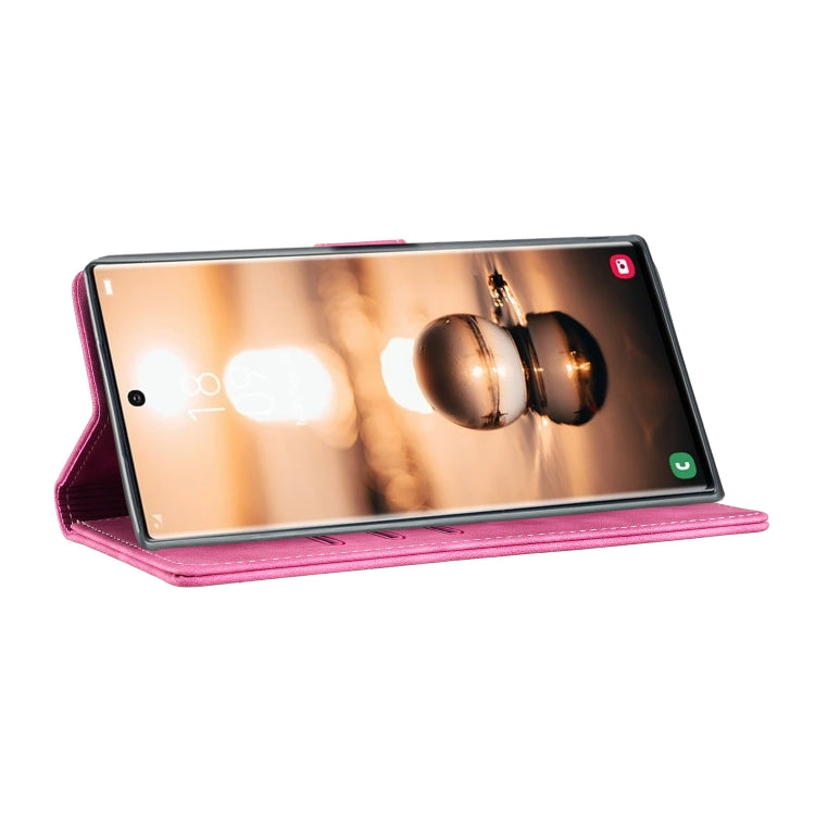 For Samsung Galaxy S25 Ultra 5G Pen Heart Cat Embossed Leather Phone Case(Pink) by buy2fix