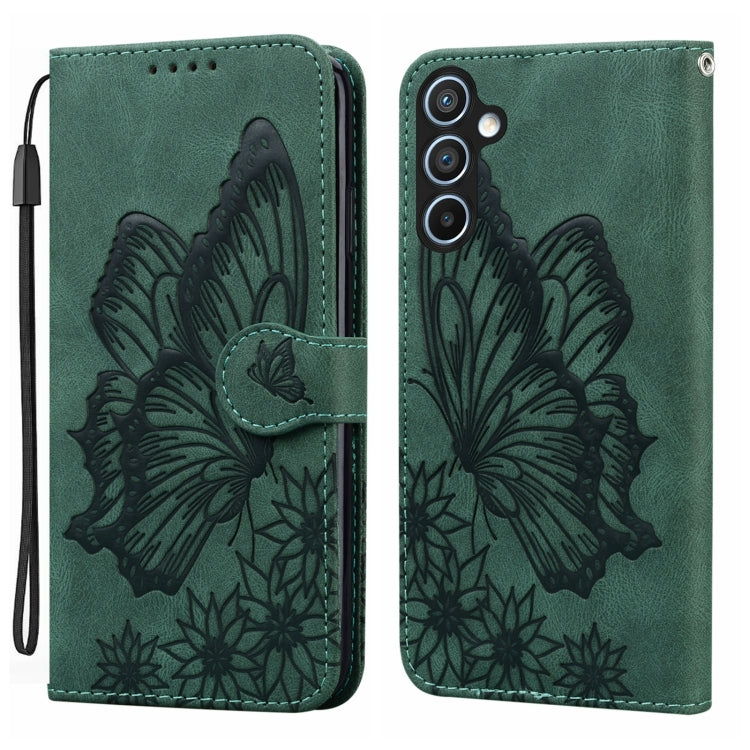 For Samsung Galaxy S25 5G Retro Skin Feel Butterflies Embossing Horizontal Flip Leather Phone Case(Green) by buy2fix