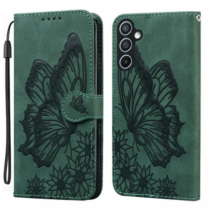 For Samsung Galaxy S25 5G Retro Skin Feel Butterflies Embossing Horizontal Flip Leather Phone Case(Green) by buy2fix