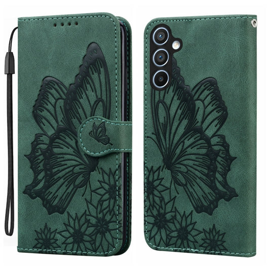 For Samsung Galaxy S25 5G Retro Skin Feel Butterflies Embossing Horizontal Flip Leather Phone Case(Green) by buy2fix