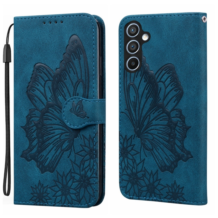 For Samsung Galaxy S25 5G Retro Skin Feel Butterflies Embossing Horizontal Flip Leather Phone Case(Blue) by buy2fix