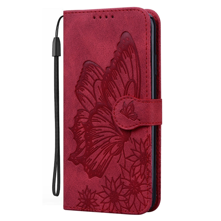For Samsung Galaxy S25 5G Retro Skin Feel Butterflies Embossing Horizontal Flip Leather Phone Case(Red) by buy2fix