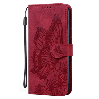 For Samsung Galaxy S25 5G Retro Skin Feel Butterflies Embossing Horizontal Flip Leather Phone Case(Red) by buy2fix