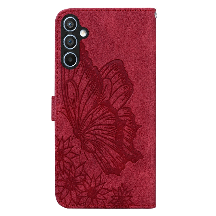 For Samsung Galaxy S25 5G Retro Skin Feel Butterflies Embossing Horizontal Flip Leather Phone Case(Red) by buy2fix