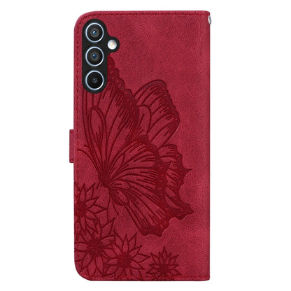 For Samsung Galaxy S25 5G Retro Skin Feel Butterflies Embossing Horizontal Flip Leather Phone Case(Red) by buy2fix