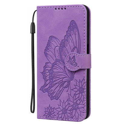 For Samsung Galaxy S25 5G Retro Skin Feel Butterflies Embossing Horizontal Flip Leather Phone Case(Purple) by buy2fix
