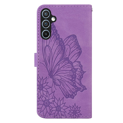 For Samsung Galaxy S25 5G Retro Skin Feel Butterflies Embossing Horizontal Flip Leather Phone Case(Purple) by buy2fix