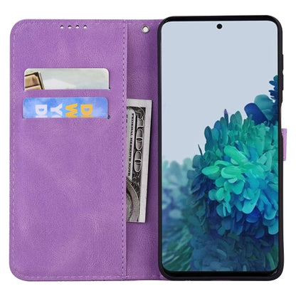 For Samsung Galaxy S25 5G Retro Skin Feel Butterflies Embossing Horizontal Flip Leather Phone Case(Purple) by buy2fix