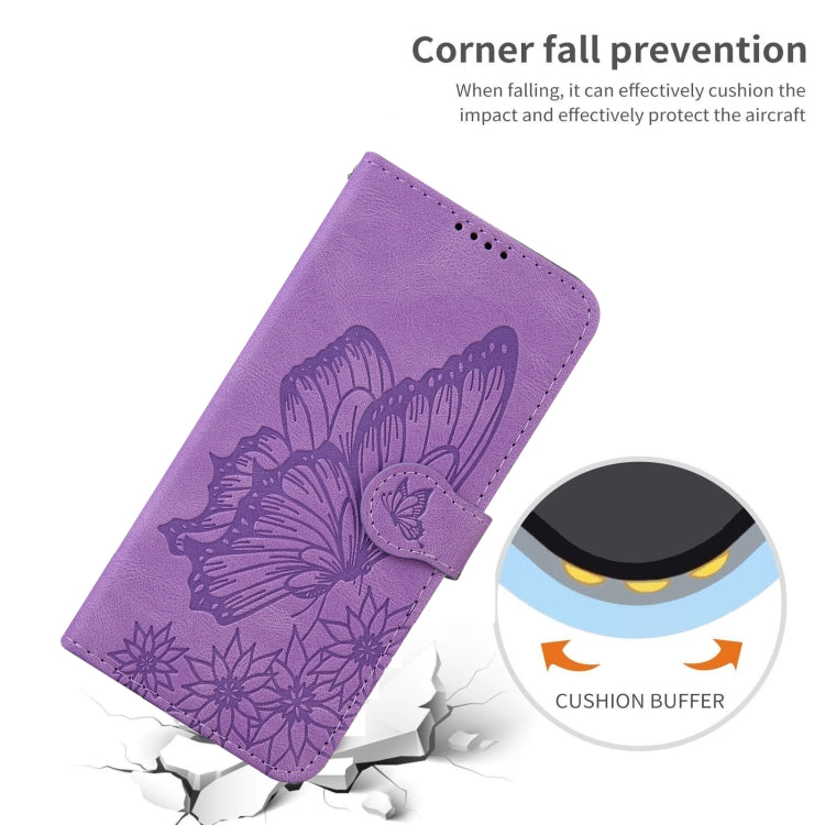 For Samsung Galaxy S25 5G Retro Skin Feel Butterflies Embossing Horizontal Flip Leather Phone Case(Purple) by buy2fix
