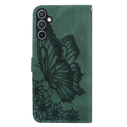 For Samsung Galaxy S25+ 5G Retro Skin Feel Butterflies Embossing Horizontal Flip Leather Phone Case(Green) - Galaxy S25+ 5G Cases by buy2fix | Online Shopping UK | buy2fix