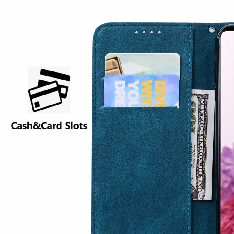 For Samsung Galaxy S25+ 5G Retro Skin Feel Butterflies Embossing Horizontal Flip Leather Phone Case(Blue) by buy2fix