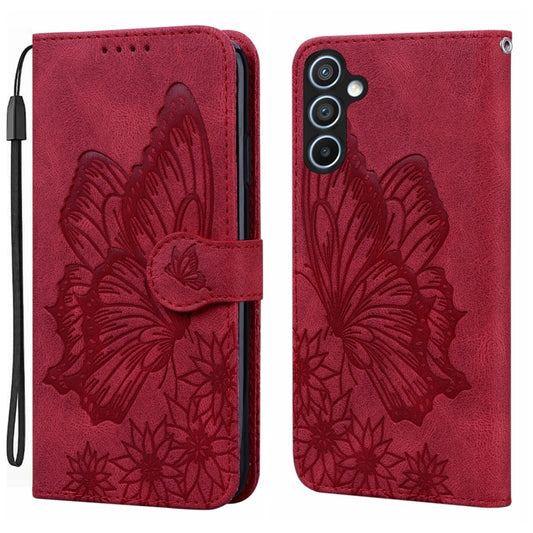 For Samsung Galaxy S25+ 5G Retro Skin Feel Butterflies Embossing Horizontal Flip Leather Phone Case(Red) - Galaxy S25+ 5G Cases by buy2fix | Online Shopping UK | buy2fix