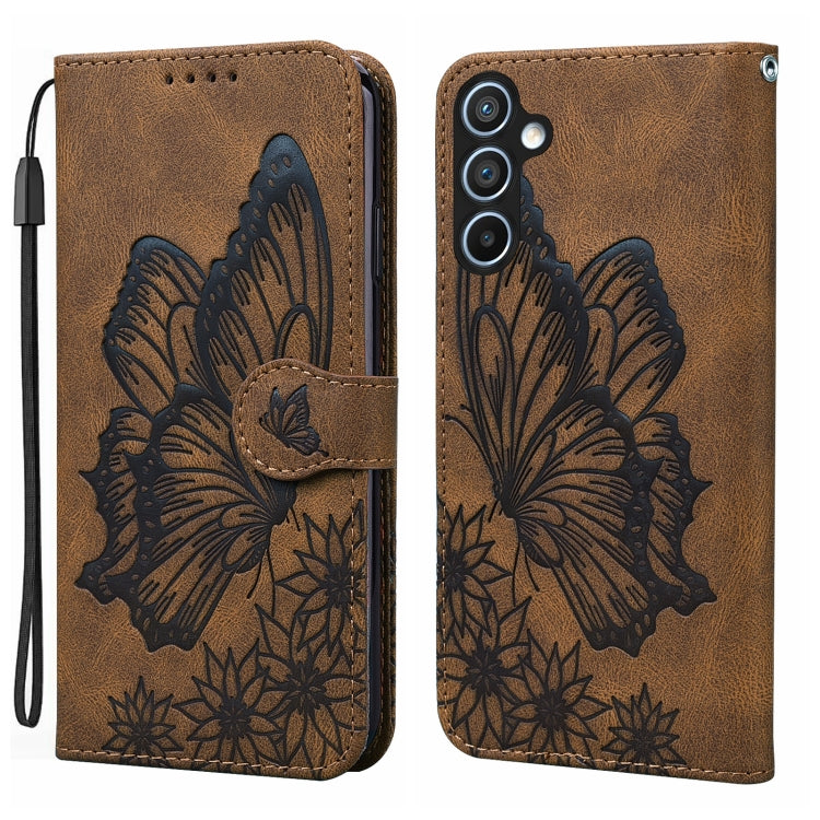 For Samsung Galaxy S25+ 5G Retro Skin Feel Butterflies Embossing Horizontal Flip Leather Phone Case(Brown) by buy2fix