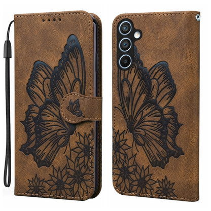 For Samsung Galaxy S25+ 5G Retro Skin Feel Butterflies Embossing Horizontal Flip Leather Phone Case(Brown) by buy2fix