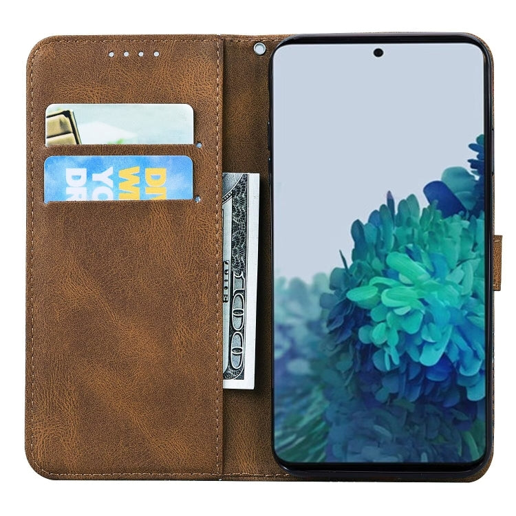 For Samsung Galaxy S25+ 5G Retro Skin Feel Butterflies Embossing Horizontal Flip Leather Phone Case(Brown) by buy2fix