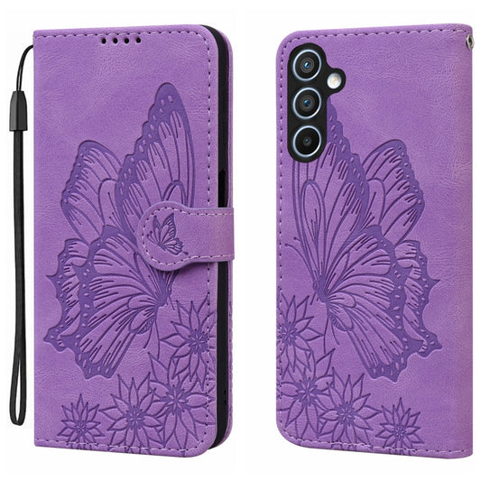 For Samsung Galaxy S25+ 5G Retro Skin Feel Butterflies Embossing Horizontal Flip Leather Phone Case(Purple) - Galaxy S25+ 5G Cases by buy2fix | Online Shopping UK | buy2fix