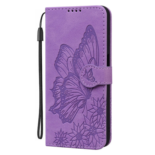 For Samsung Galaxy S25+ 5G Retro Skin Feel Butterflies Embossing Horizontal Flip Leather Phone Case(Purple) by buy2fix