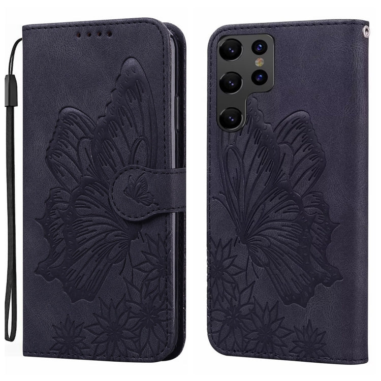 For Samsung Galaxy S25 Ultra 5G Retro Skin Feel Butterflies Embossing Horizontal Flip Leather Phone Case(Black) by buy2fix