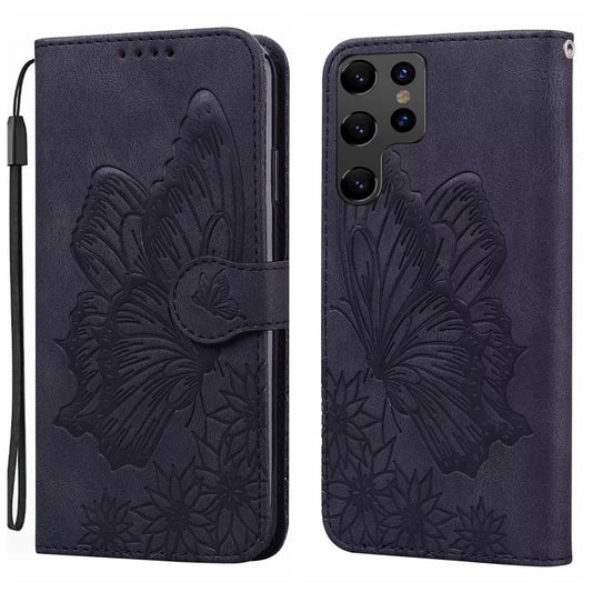 For Samsung Galaxy S25 Ultra 5G Retro Skin Feel Butterflies Embossing Horizontal Flip Leather Phone Case(Black) by buy2fix