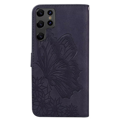 For Samsung Galaxy S25 Ultra 5G Retro Skin Feel Butterflies Embossing Horizontal Flip Leather Phone Case(Black) by buy2fix