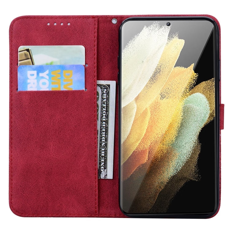 For Samsung Galaxy S25 Ultra 5G Retro Skin Feel Butterflies Embossing Horizontal Flip Leather Phone Case(Red) by buy2fix