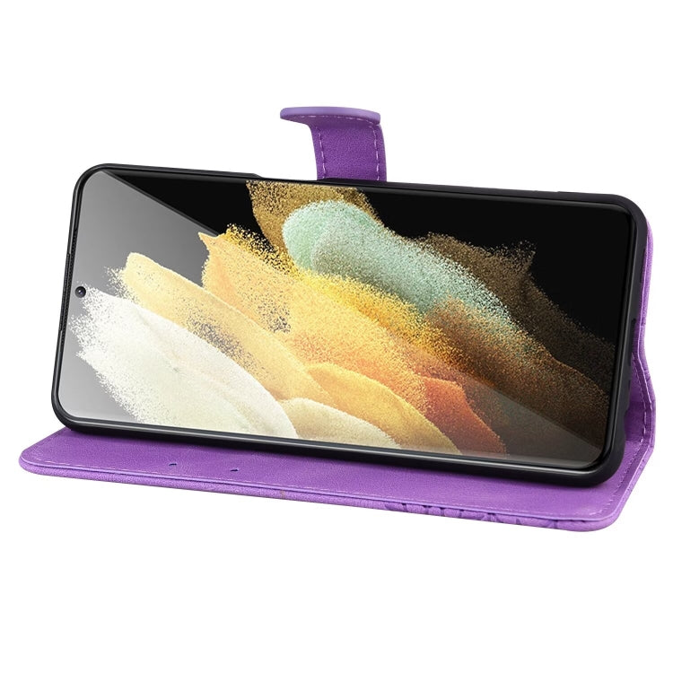 For Samsung Galaxy S25 Ultra 5G Retro Skin Feel Butterflies Embossing Horizontal Flip Leather Phone Case(Purple) by buy2fix