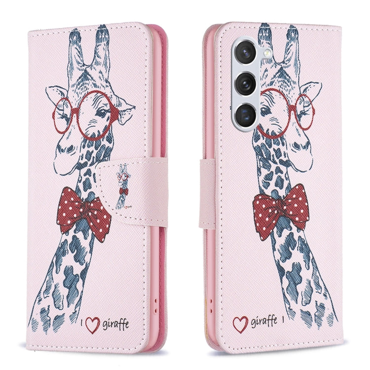 For Samsung Galaxy S25 5G Colored Drawing Pattern Leather Phone Case(Giraffe) by buy2fix