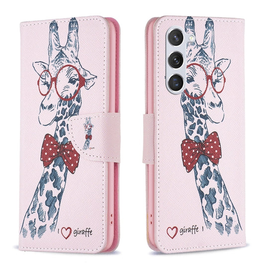 For Samsung Galaxy S25 5G Colored Drawing Pattern Leather Phone Case(Giraffe) by buy2fix