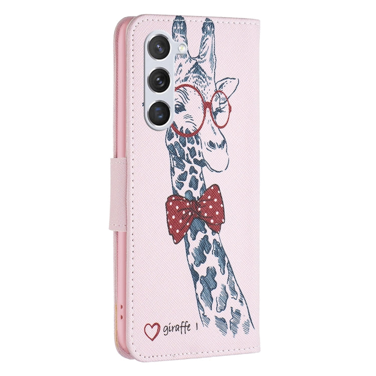 For Samsung Galaxy S25 5G Colored Drawing Pattern Leather Phone Case(Giraffe) by buy2fix