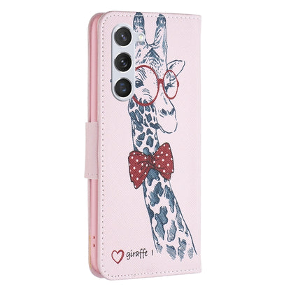 For Samsung Galaxy S25 5G Colored Drawing Pattern Leather Phone Case(Giraffe) by buy2fix